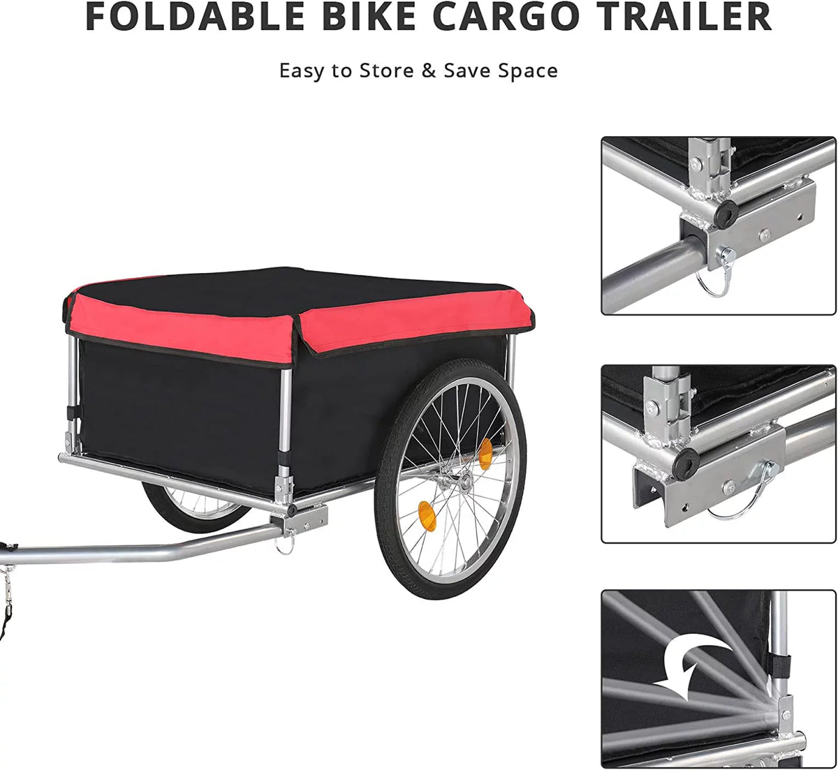 Foldable Bike Cargo Trailer with 20" Wheel & Waterproof Cover A5597