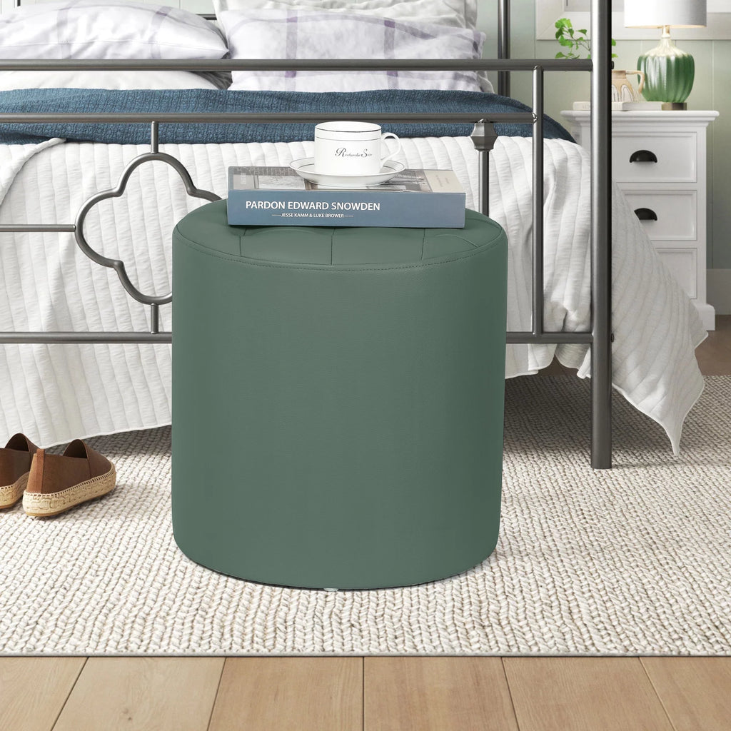Green Padded Leather Ottoman Q701