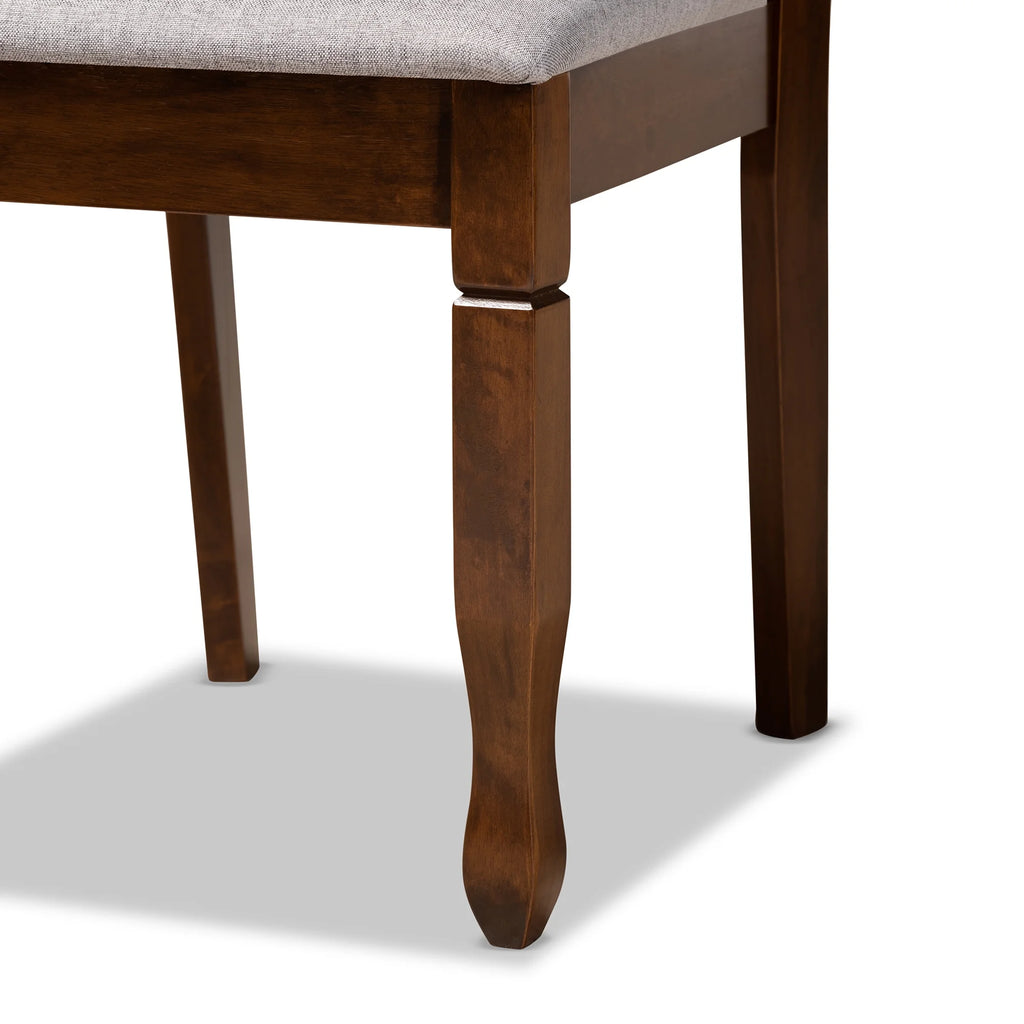 Grey Fabric Upholstered Walnut Brown Wood 7-Piece Dining Set Q914096