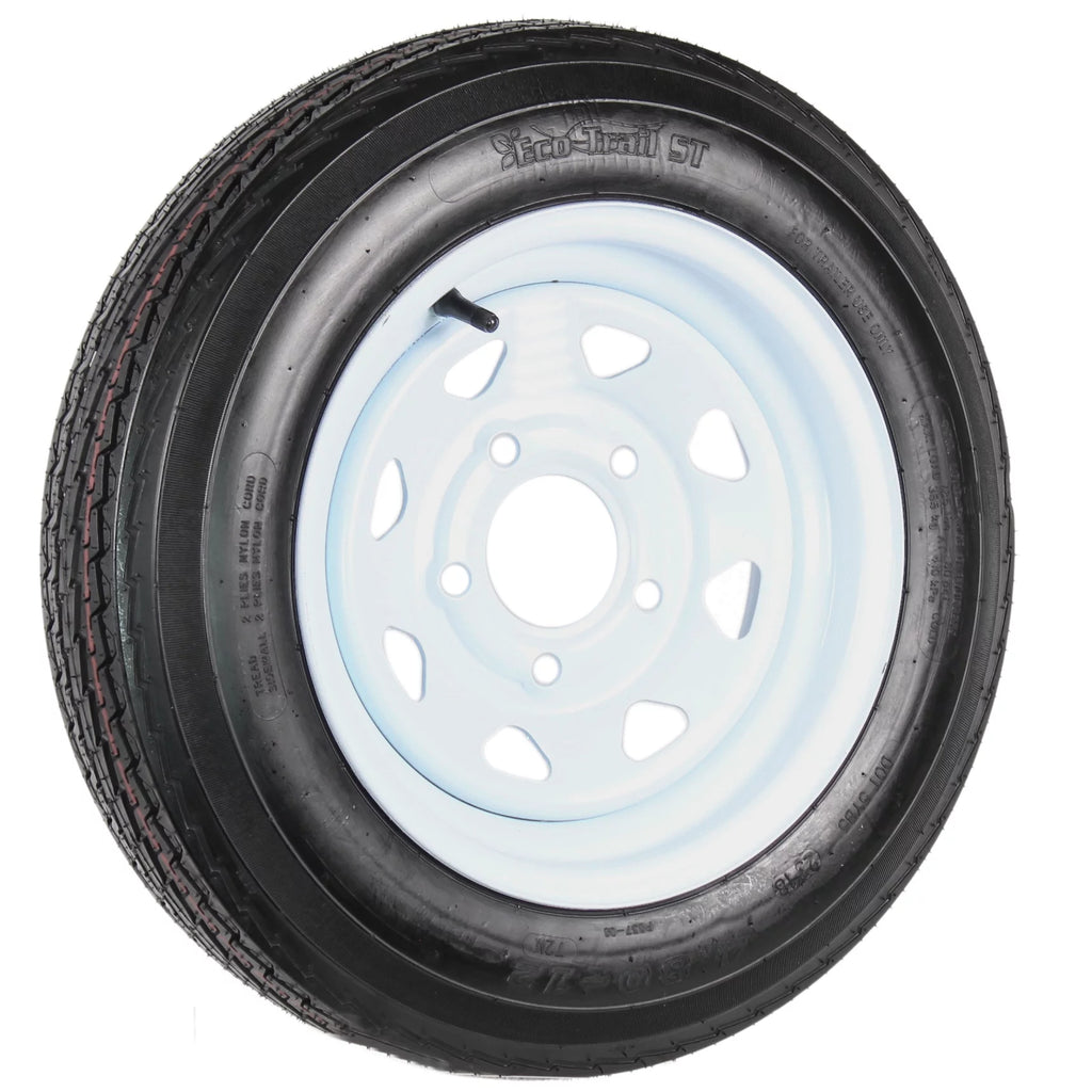 Two Trailer Tires On Rims 4.80-12 5 Lug White Spoke S2027