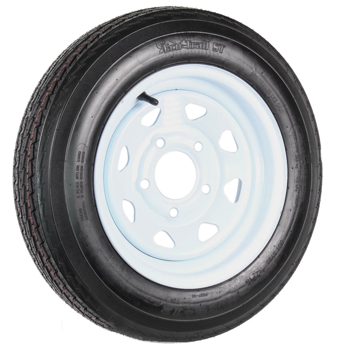 Two Trailer Tires On Rims 4.80-12 5 Lug White Spoke S2027