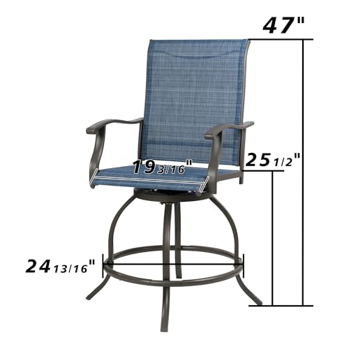 High Swivel Counter Height Patio Bar Stools (Aqua) Y775538