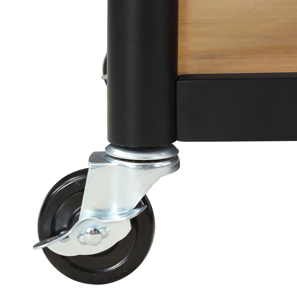Wheeled Kitchen Cart with 2 Lower Shelves Black M26854