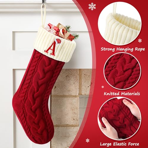 Large Embroidered Knit Christmas Stocking with Hook L443