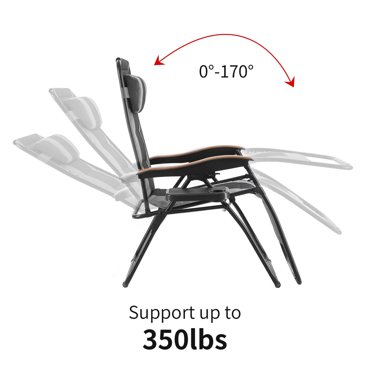 Gray Zero Gravity Padded Folding Chair with Cup Holder X486385