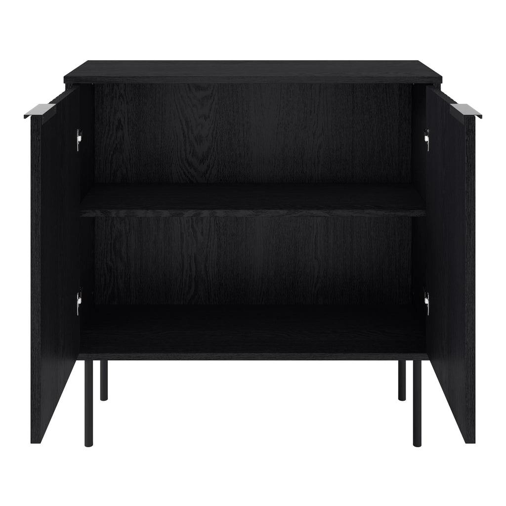 Black Fluted Engineered Wood Sideboard Buffet Z4973