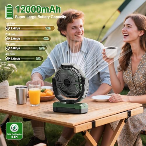 3-in-1 Camping Fan with Light & Remote V586