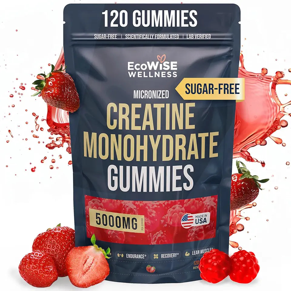 5000 mg Strawberry Flavor Sugar-Free Vegan Creatine Monohydrate Gummies G6073