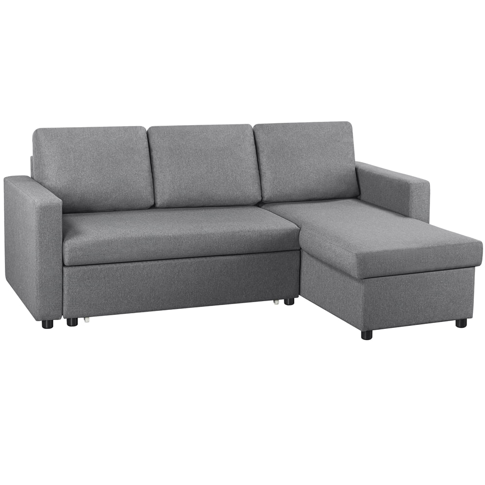 Dark Gray Reversible L-Shaped Sectional Sofa with Pull Out Bed Z204