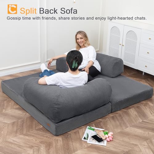 Dark Grey 4-in-1 Foldable Futon Sofa Bed D5760