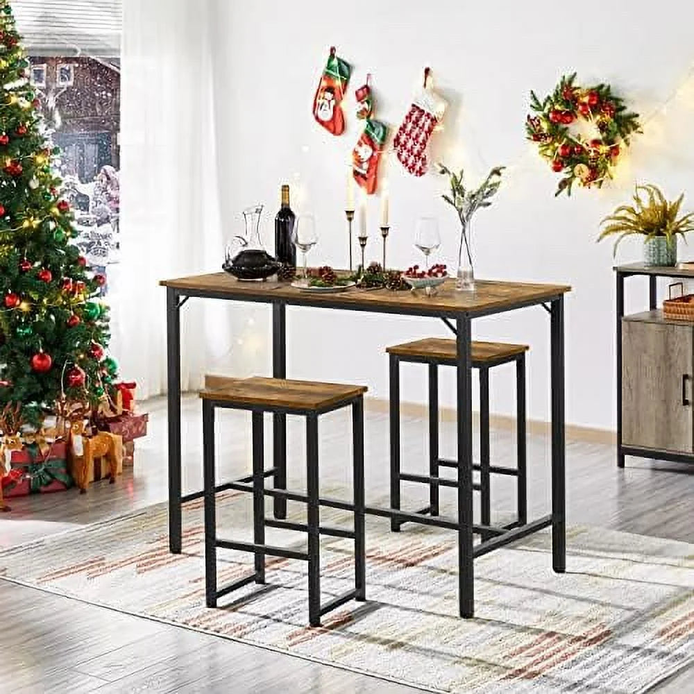 3 Piece Counter Height Dining Table with Stools Set of 2 D7393