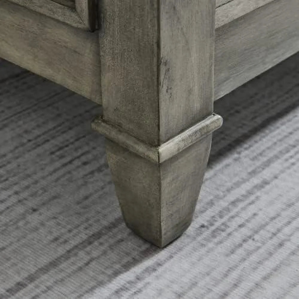 Solid Wood Coffee Table with Glass Top O208672