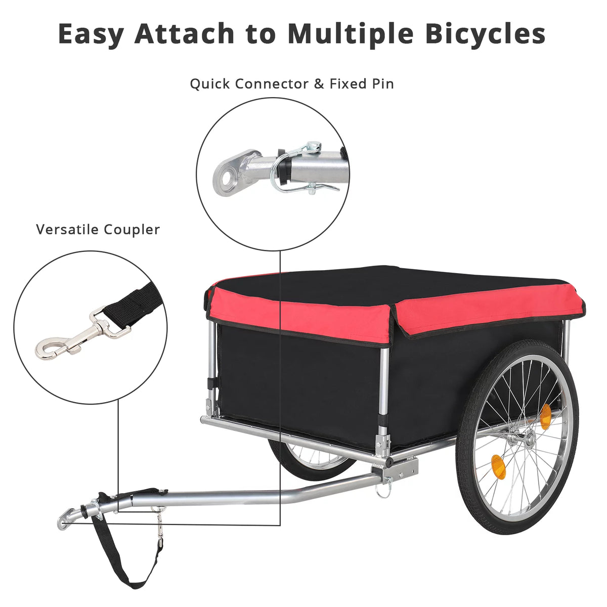 Foldable Bike Cargo Trailer with 20" Wheel & Waterproof Cover A5597