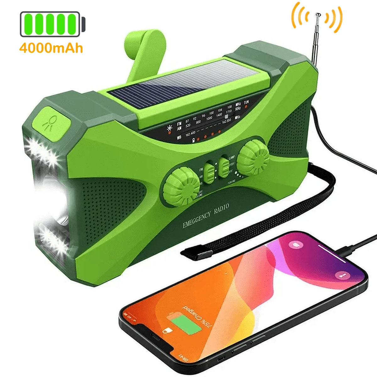 AM FM NOAA Hand Crank Solar Emergency Radio K42374