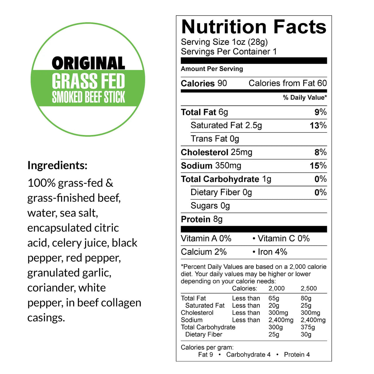 Beef Sticks No Sugar 24 Count 1 oz V418095