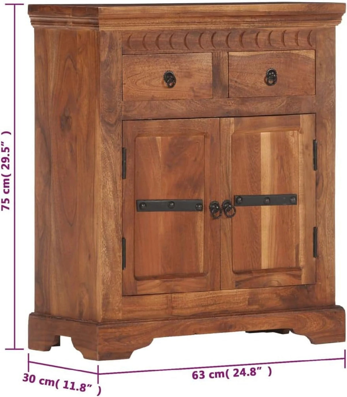 Solid Acacia Wood Sideboard Cabinet with 2 Drawers and 2 Doors U489