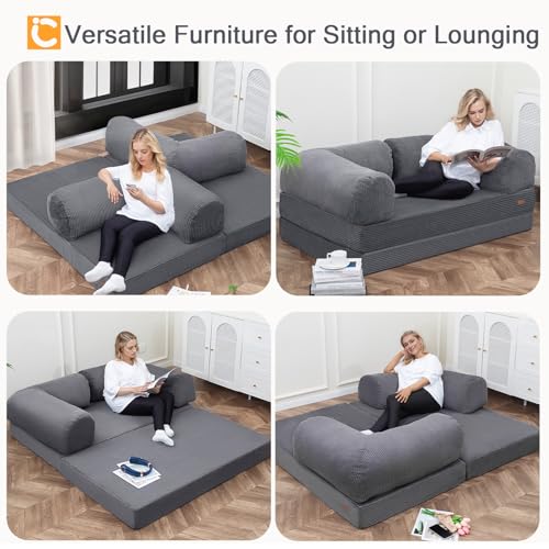 Dark Grey 4-in-1 Foldable Futon Sofa Bed D5760