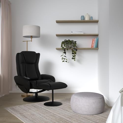 Brown Faux Leather Electric Massage Recliner with Stool O54037