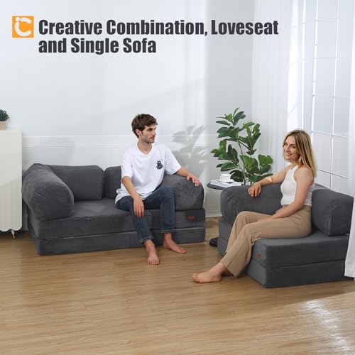 Dark Grey 4-in-1 Foldable Futon Sofa Bed D5760