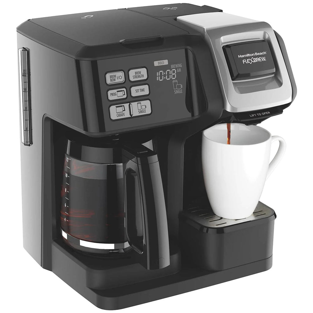 2-Way Coffee Maker with K-Cup Pods or Grounds, 12c Pot, Black & Silver P189259