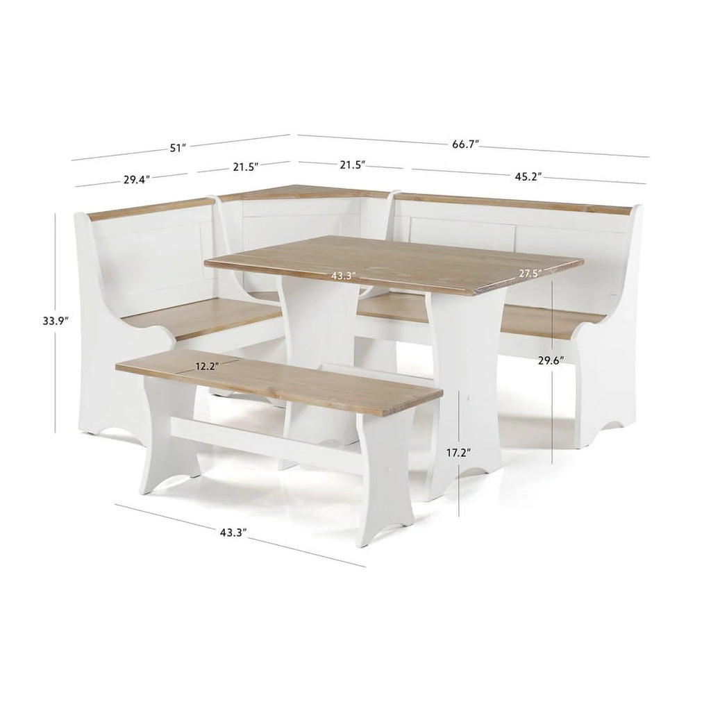 Antique White Dining Nook Set Z15359