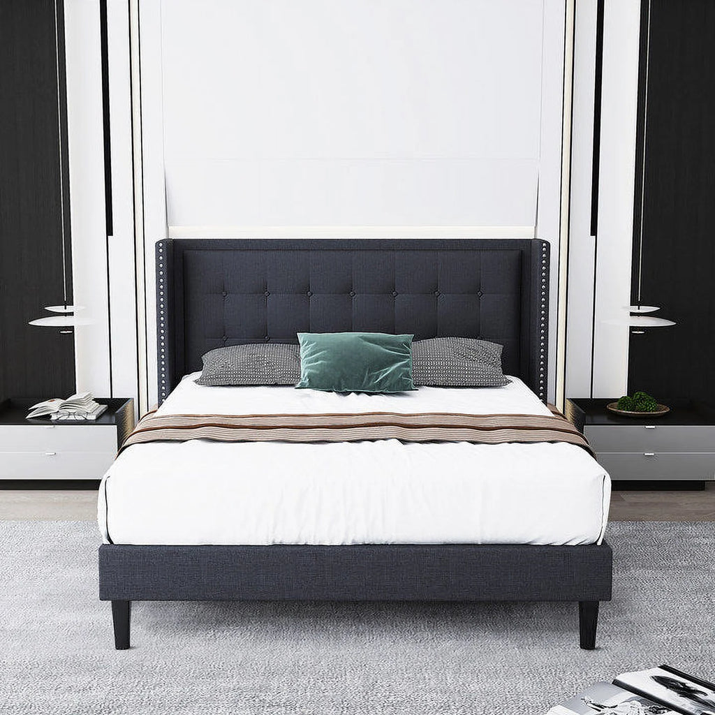 Full Size Platform Bed Frame Dark Gray I863280