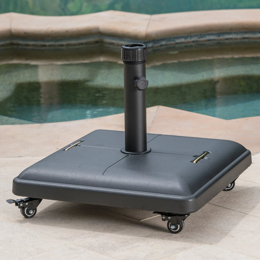 80lbs Black Concrete Steel Square Umbrella Base with Wheels G222312