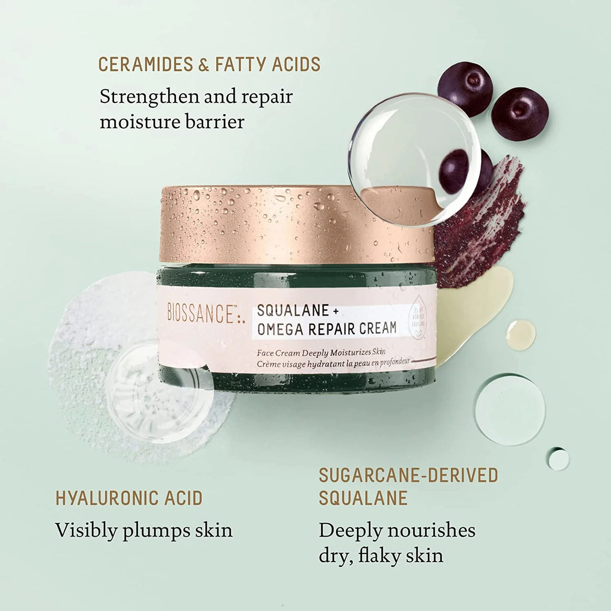 Squalane Omega Repair Moisturizer with Hyaluronic Acid and Ceramides 1.6 oz K9172