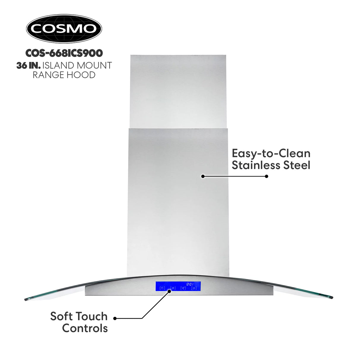 36 in. Ducted Island Range Hood in Stainless Steel I5924