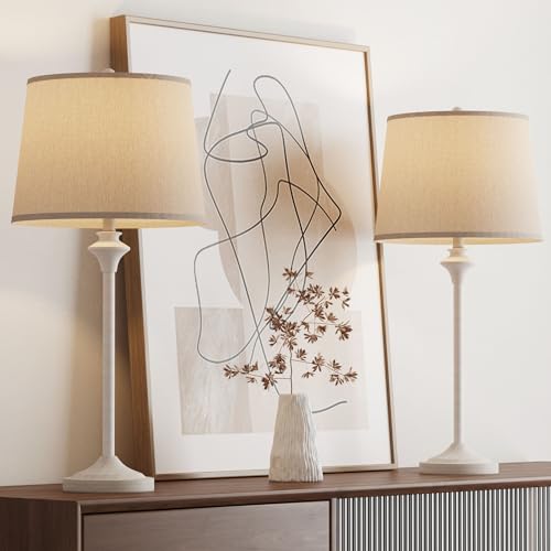 Black Table Lamps Set of 2 with Fabric Shade N6254
