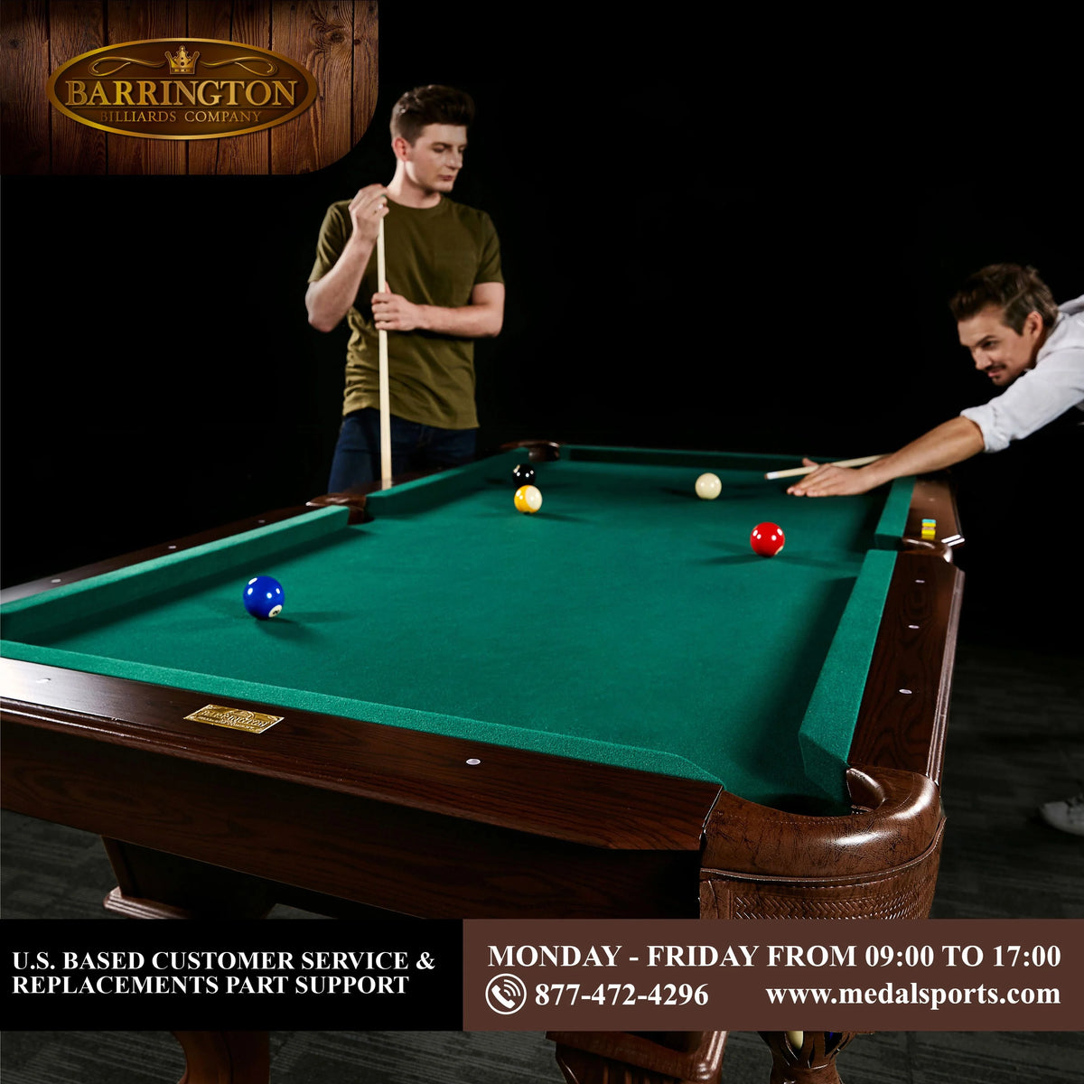 Burgundy Pool Table with Cue Rack and Dartboard Set T6739