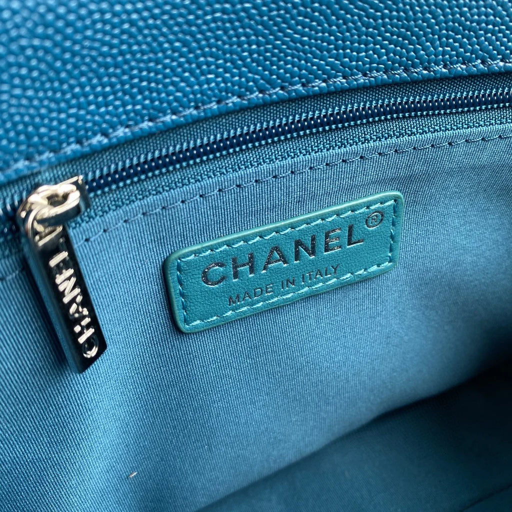 Blue Grained Leather Shoulder Bag A4140