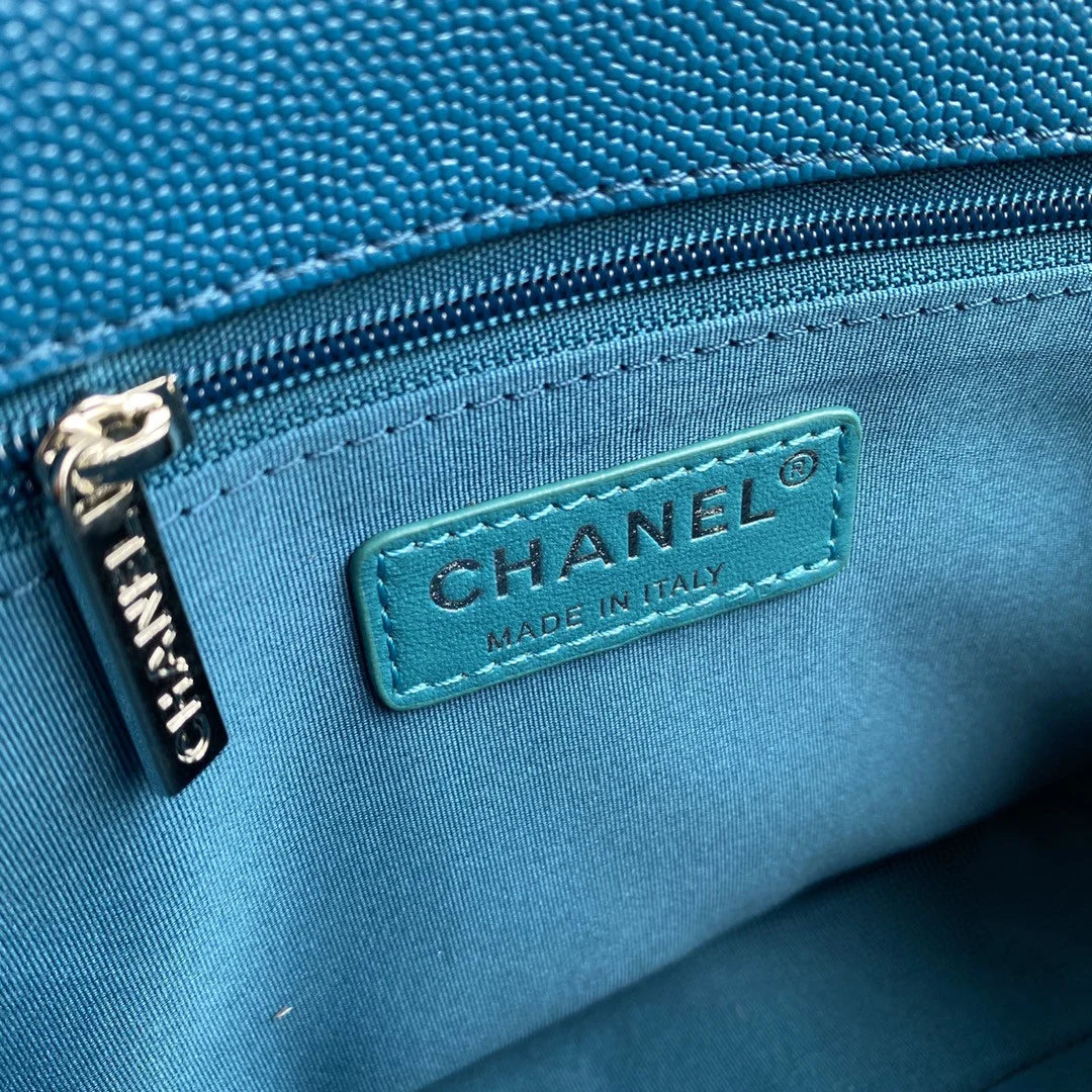 Blue Grained Leather Shoulder Bag A4140