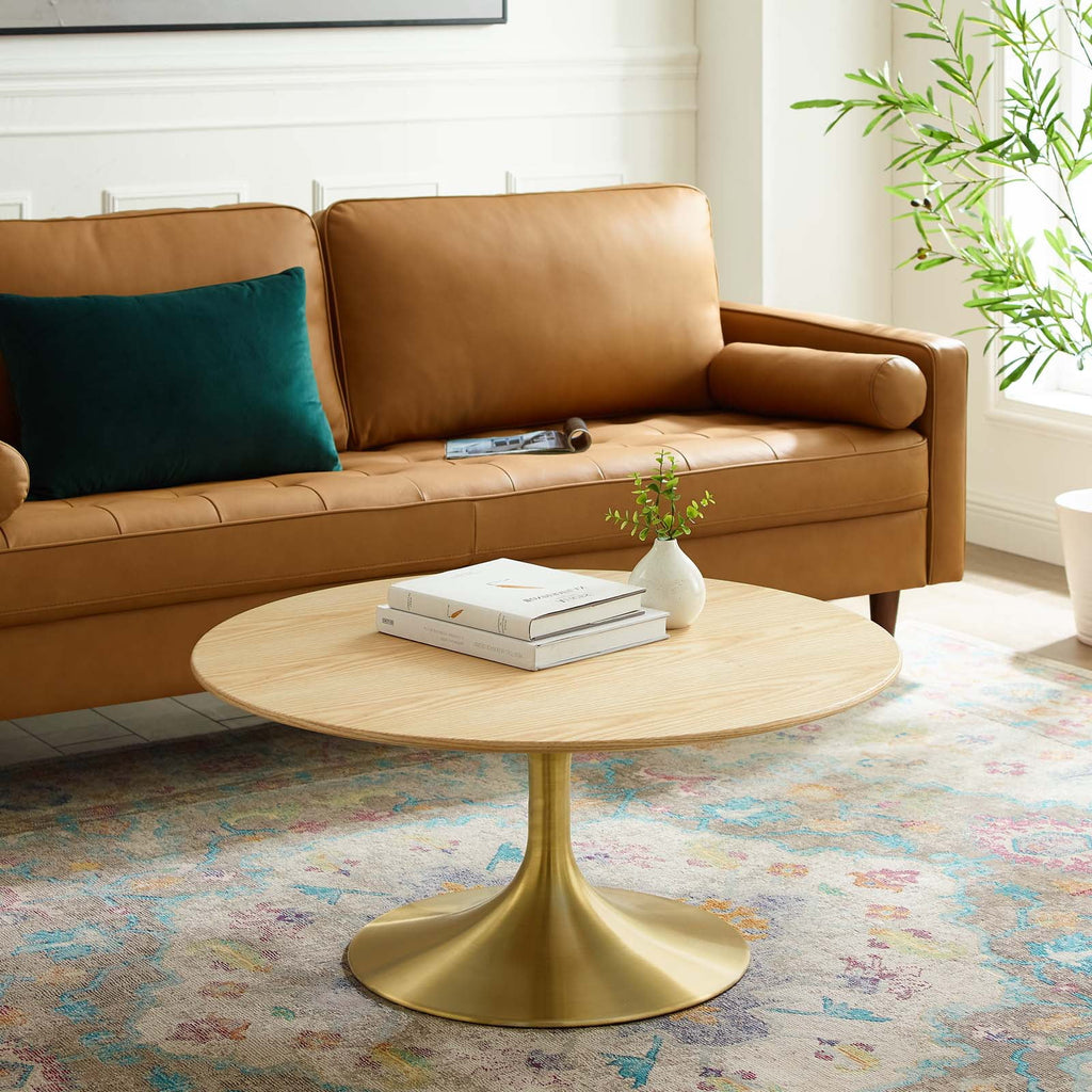 Round Wood Metal Coffee Table Y5501