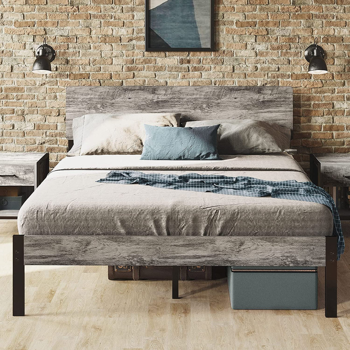 Queen Platform Bed Frame with Headboard and Under-bed Storage N63663
