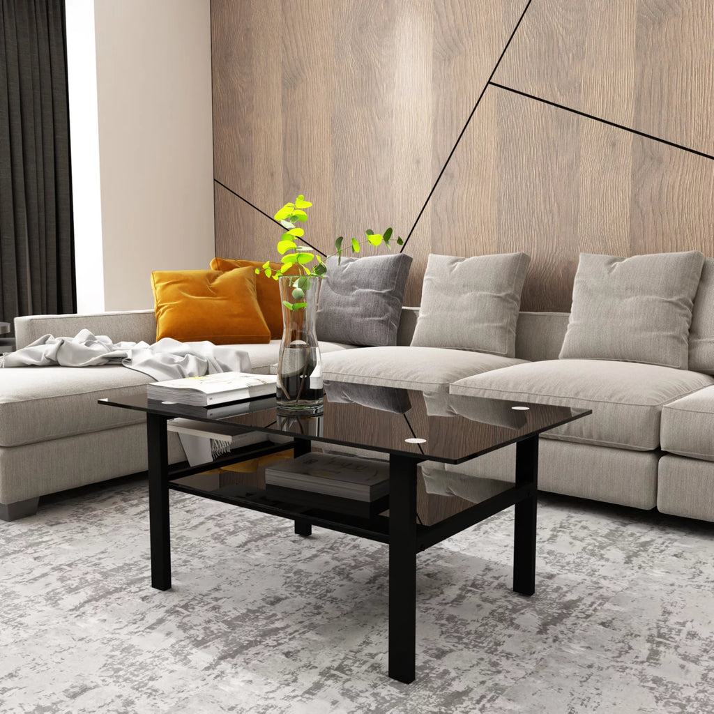Glass Square Coffee Table Black H6088