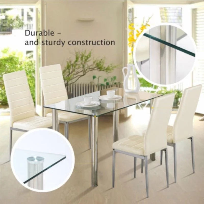 White 5 Piece Dining Table Set P380