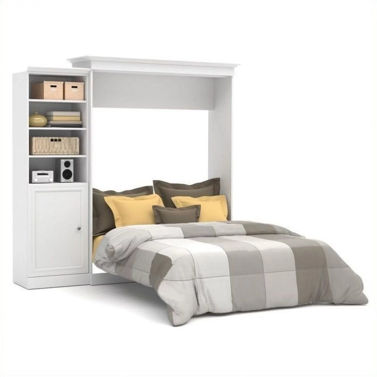 Queen Murphy Bed and Organizer with Doors in White C797683