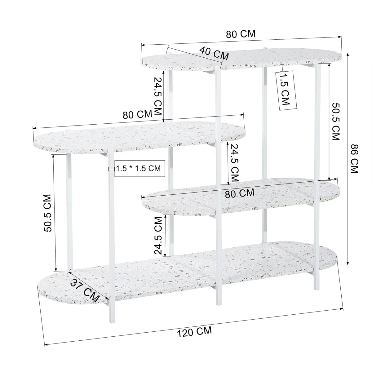 4-Tier Marble White Storage Shelf Z1587