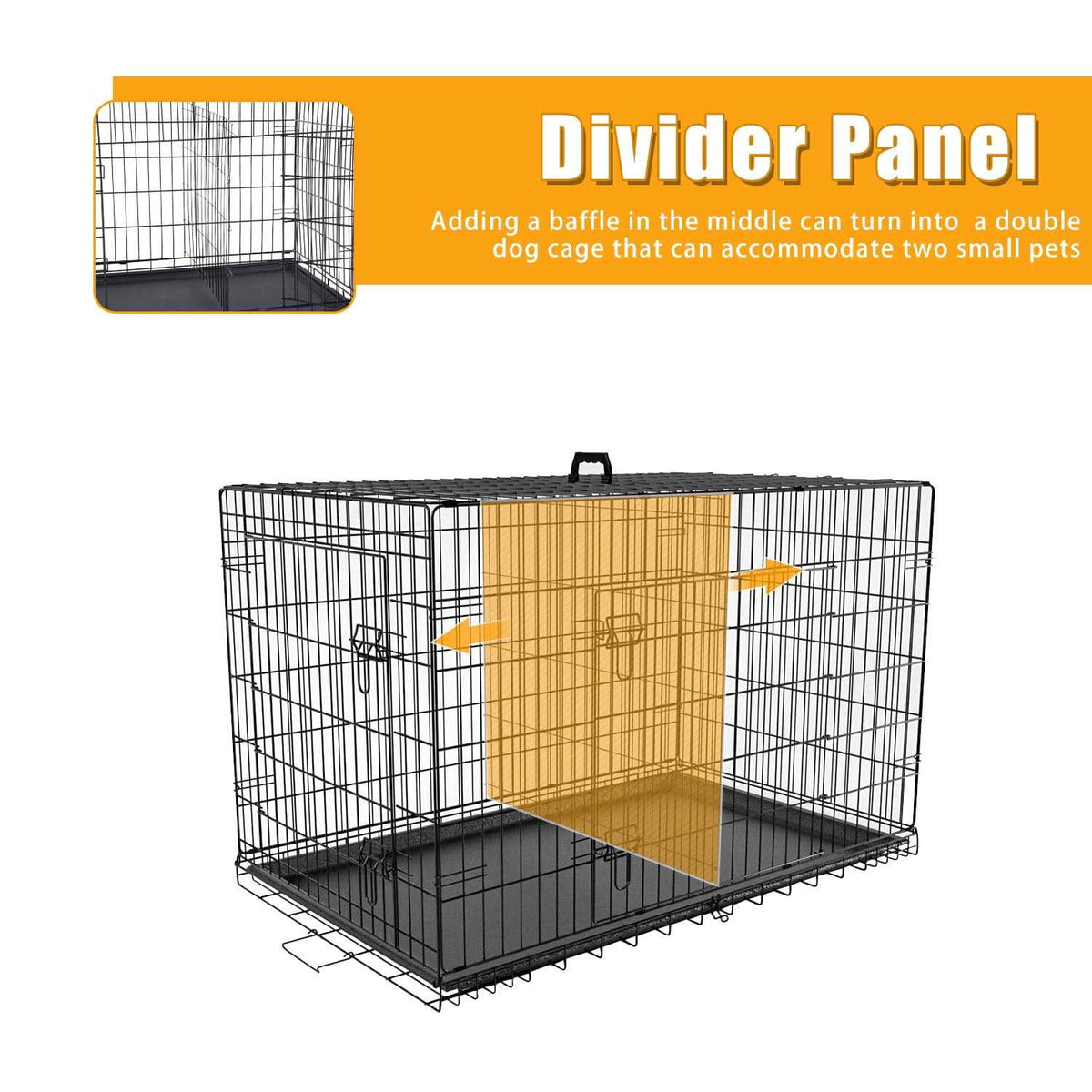 Large Dog Crate with Divider and Double Door G5155