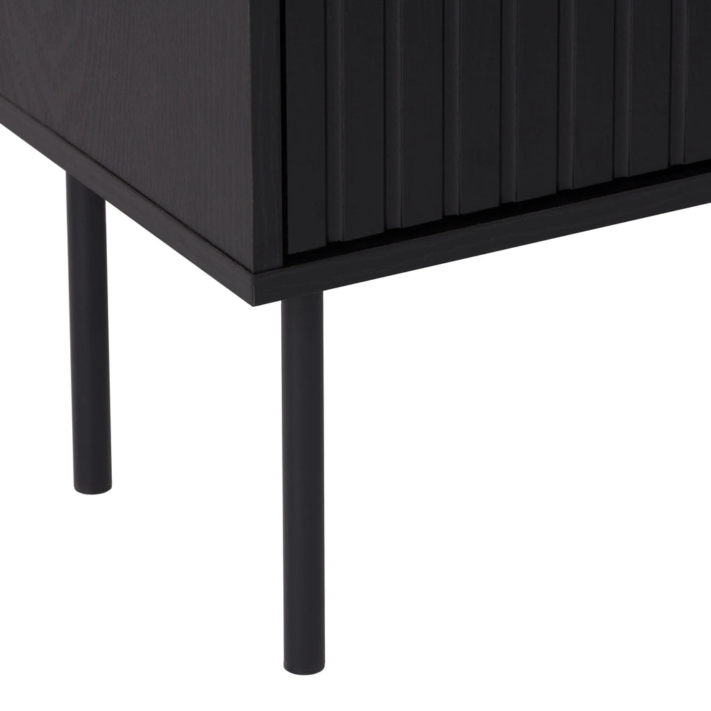Black Fluted Engineered Wood Sideboard Buffet Z4973