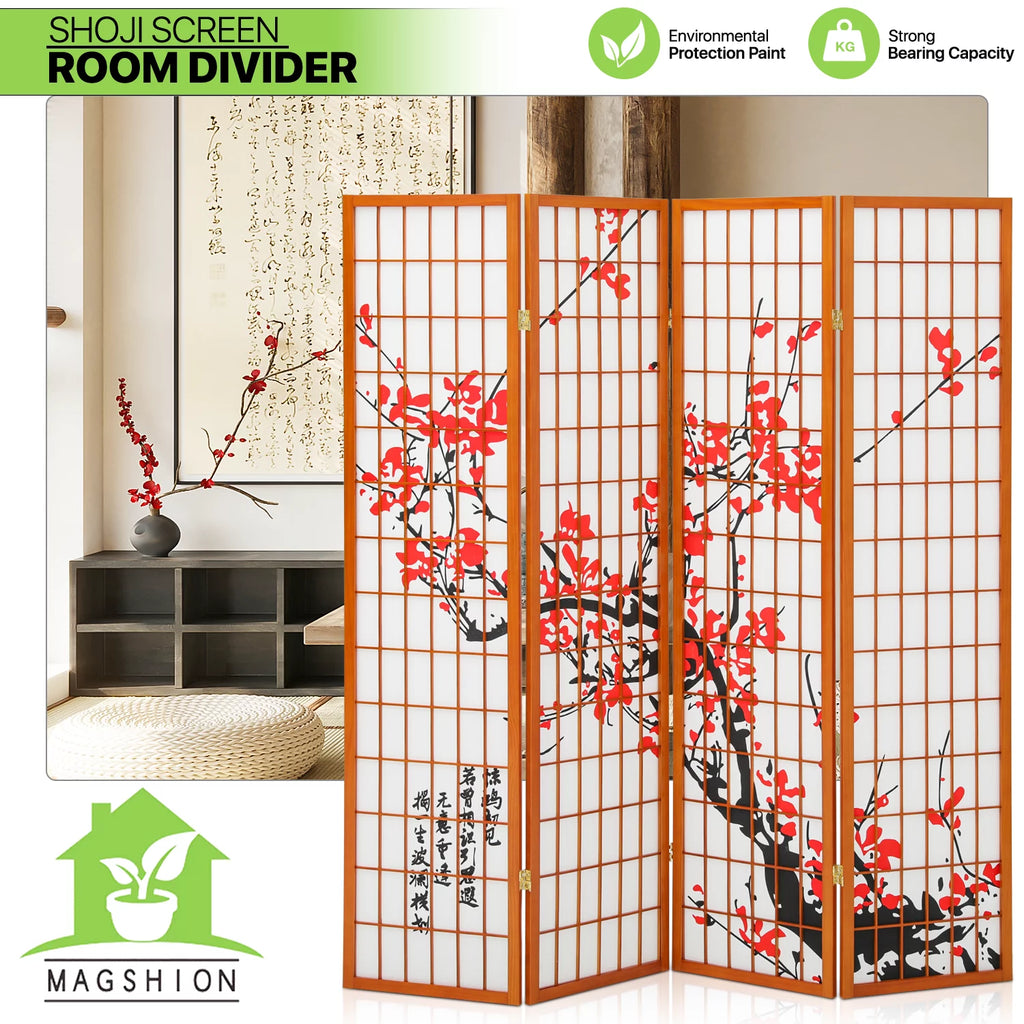 5.8 ft Tall 4 Panel Wood Room Divider K611