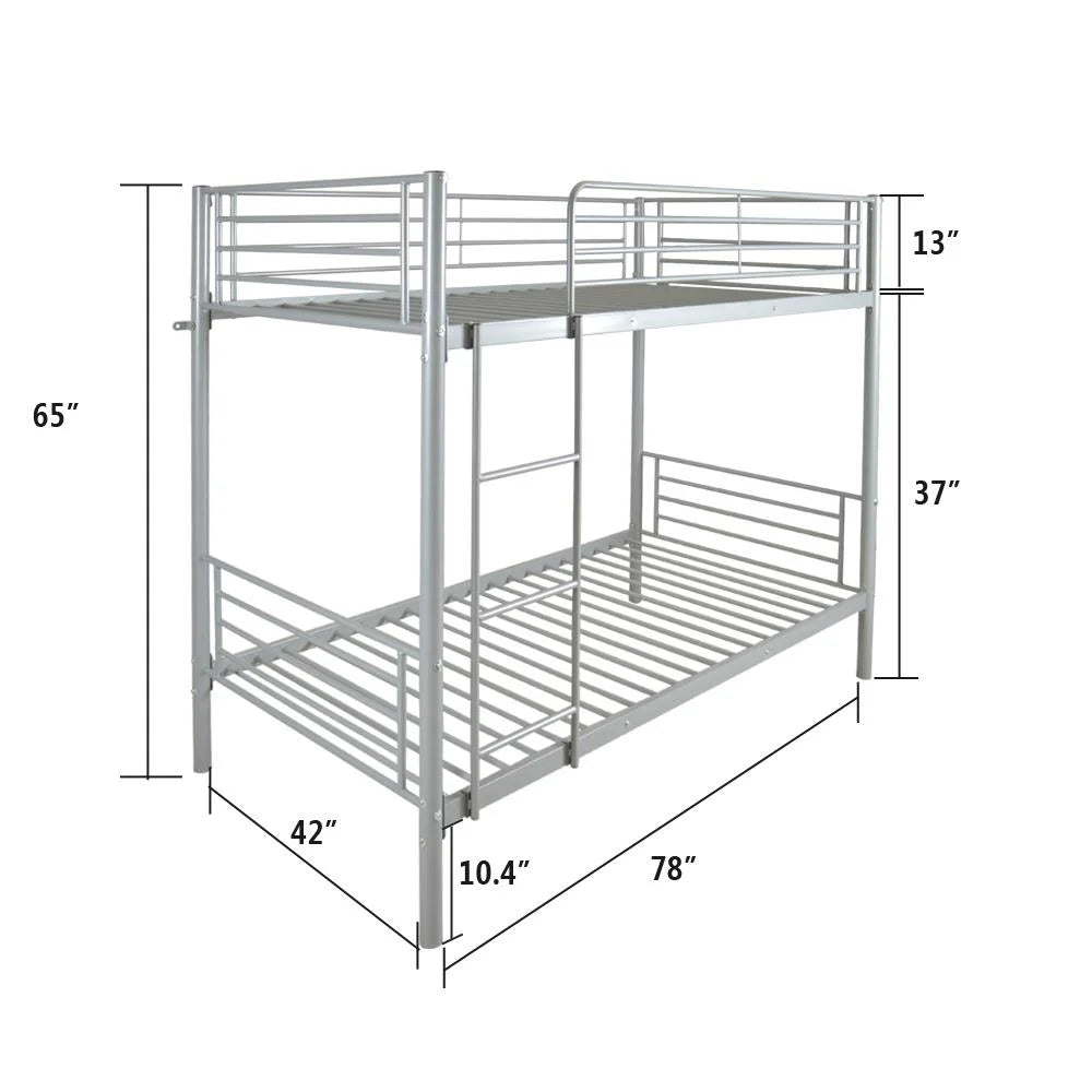 Twin Over Twin Gray Metal Bunk Bed U281207