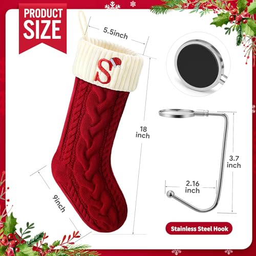 Large Embroidered Knit Christmas Stocking with Hook L443
