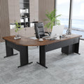 83" L-Shaped Executive Desk with 3-Drawer File Cabinet W113221