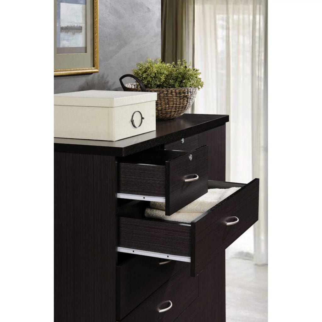 White 7 Drawer Chest with Locks and 1 Door 3 Shelves P38484