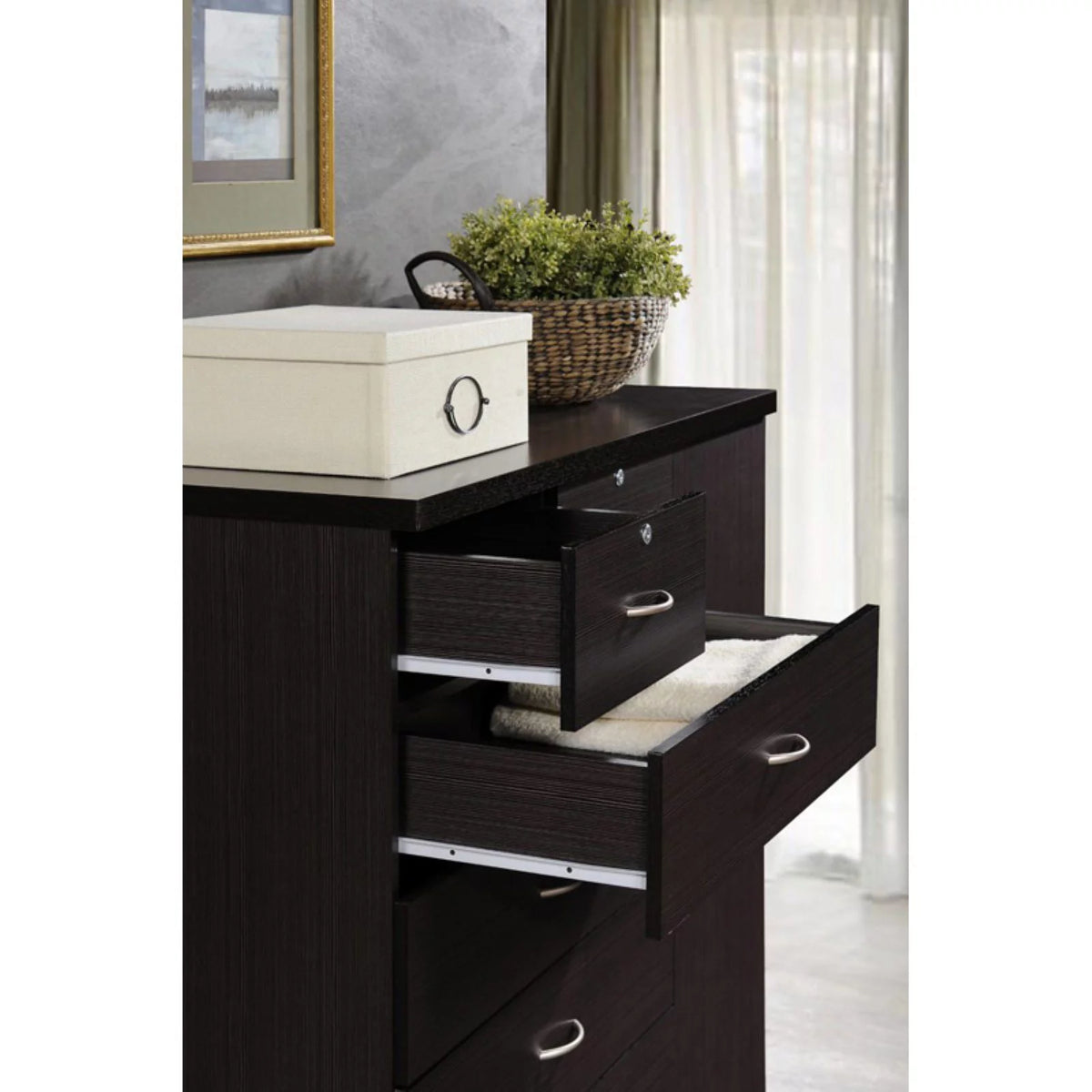 White 7 Drawer Chest with Locks and 1 Door 3 Shelves P38484