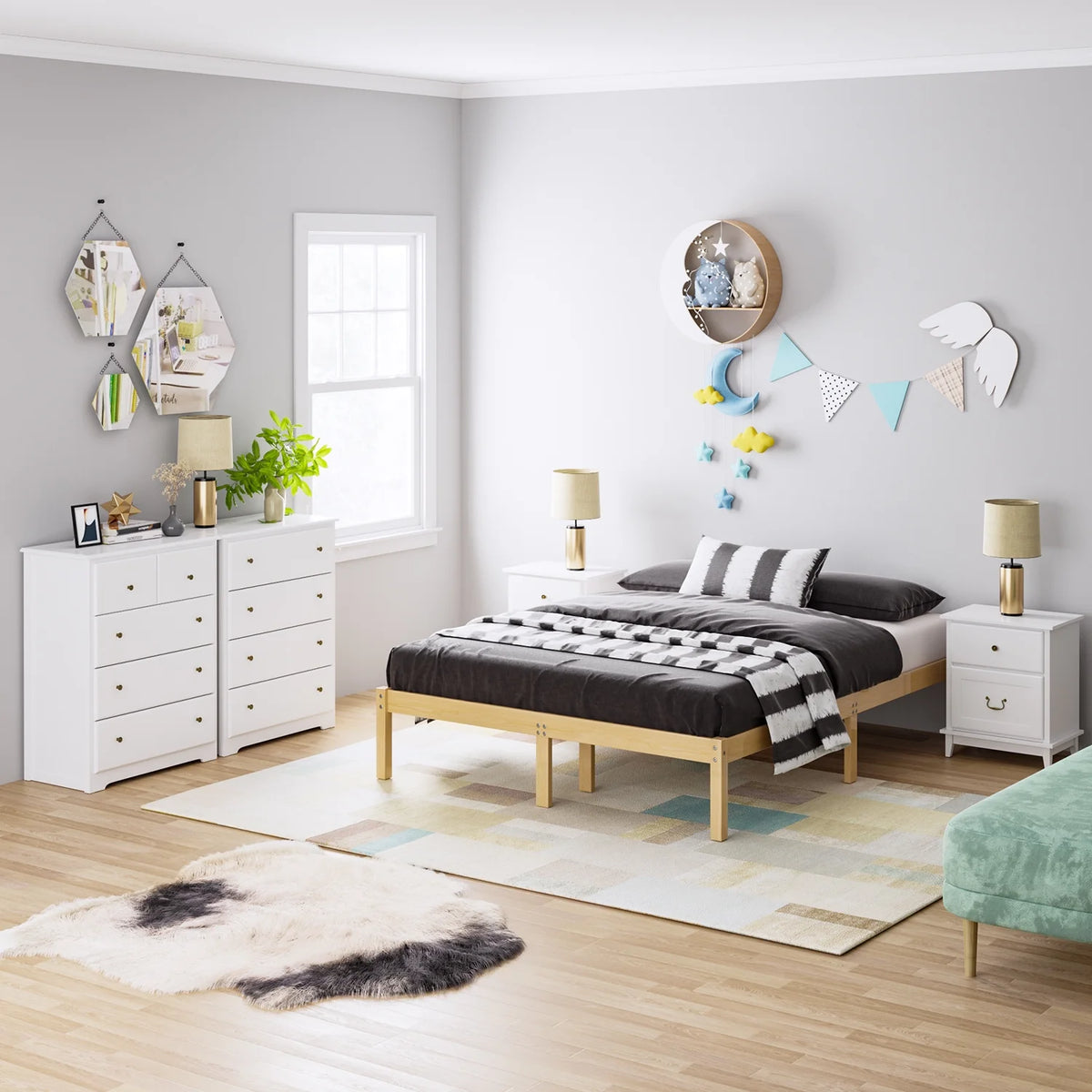 White 5 Drawer Dresser L8506