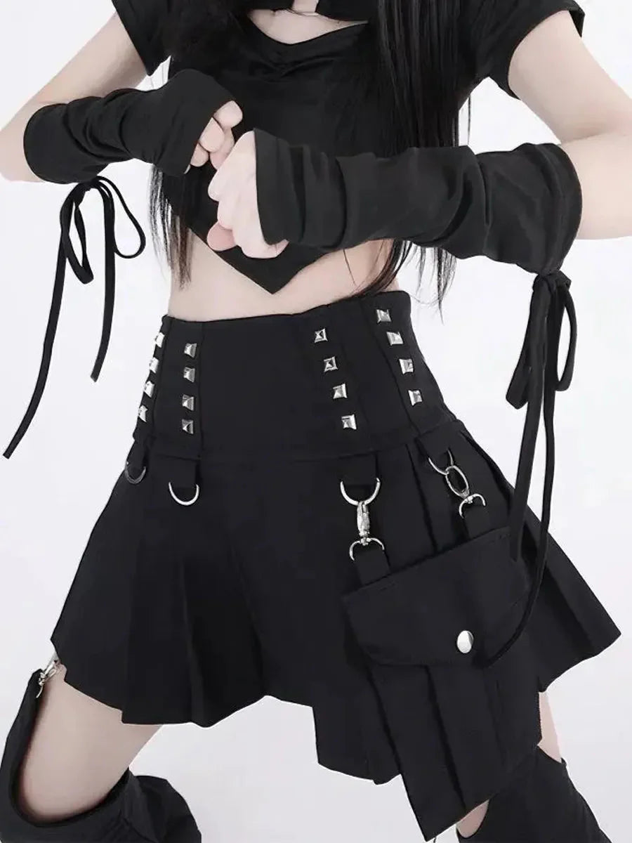 Rivet Detachable Skirt Pants G326