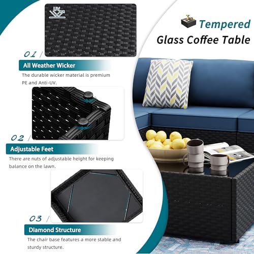 5 Pc All-Weather Rattan Patio Furniture Set with Tea Table S467684